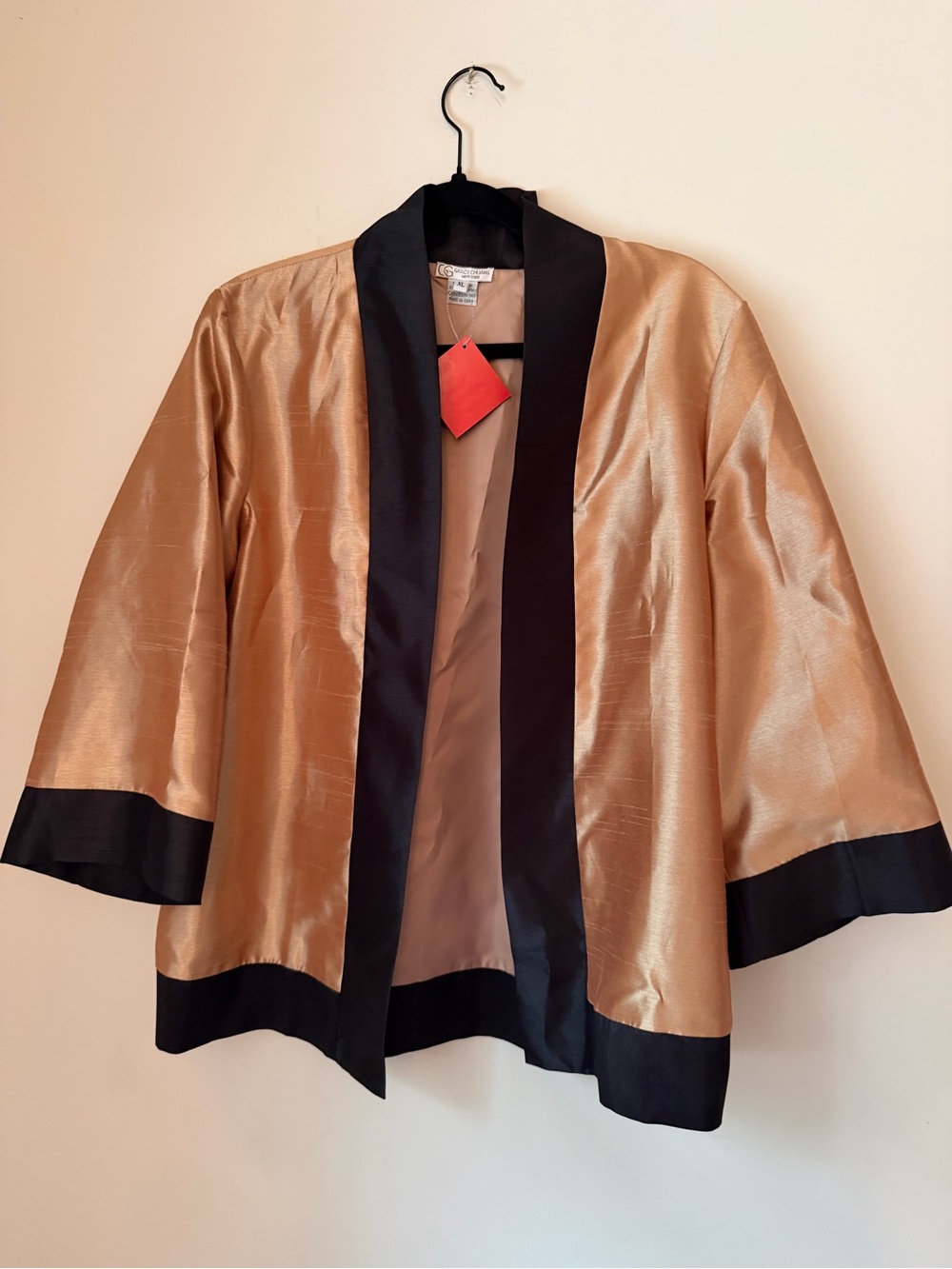 Grace Chuang New York XL Gold Black Silk Blend Evening Jacket NWT Formal